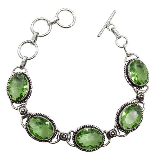 Peridot Gemstone Silver Plated Handmade Bracelet Jewelry BR 73