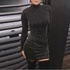 Women Sexy Sequin Turtleneck Slim Fit Lady Long Sleeve Everying Party  Dress