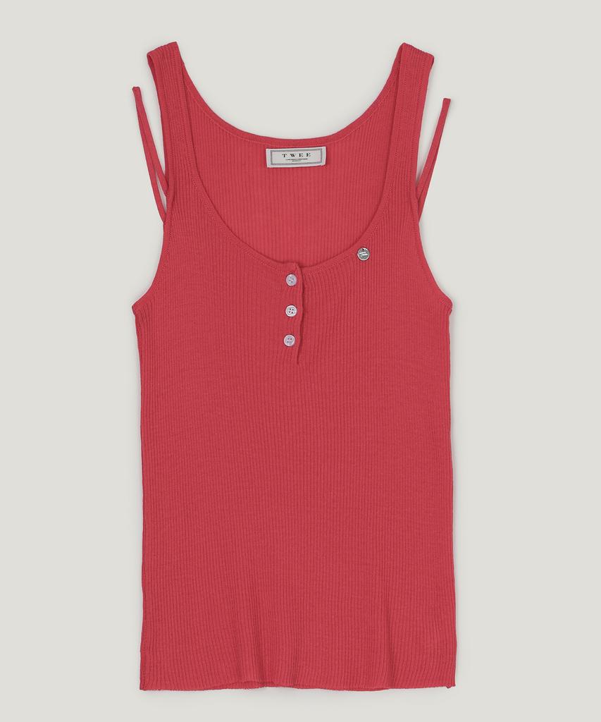 Teuwi Tuden Double Strap Button Knit Sleeveless