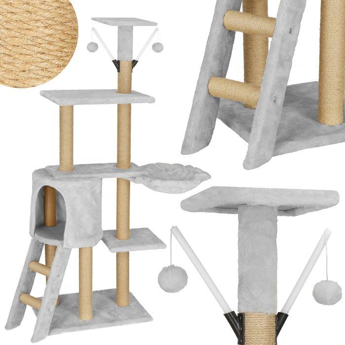 Arbre à chat - Springos® - 136 cm - Maisonnette - Berceau - 2 pompons de jeu