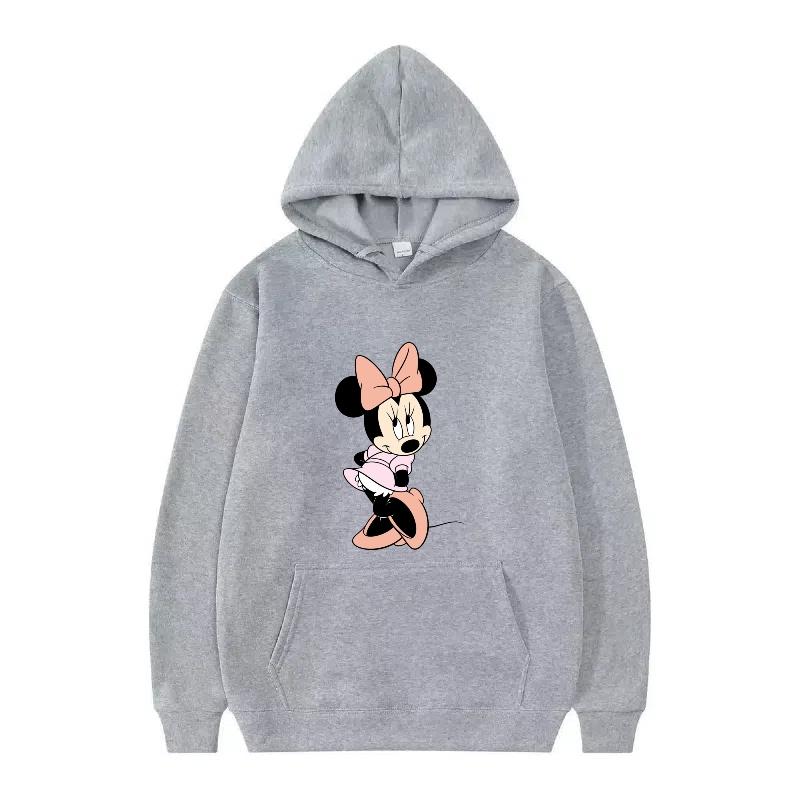 Disney Mickey Mouse Pattern Woman Streetwear Loose Grey Winter Tops Clothes Pullovers Ladies Cheap 90s Hoodies Men Sweatshirts