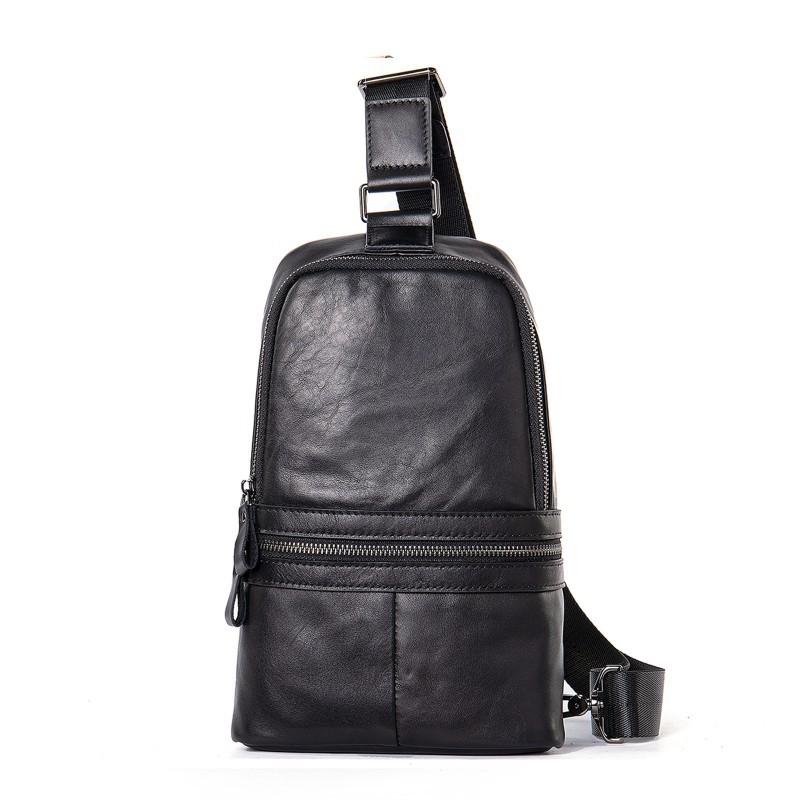 Real Cowhide Men s Leather Crossbody Bag Sports Trend Genuine Waterproof Top Layer Chest Small