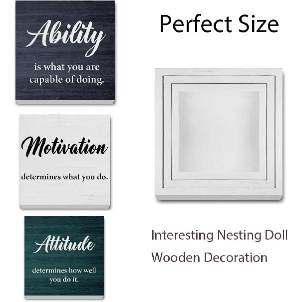 Office Cubicle Decor 3 Pcs, Inspirational Gifts for Women Men, Motivational Wooden Signs, Home Office Decorations for Desk Table Shelf