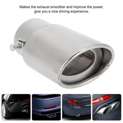 Glossy Silver Stainless Steel   Car Straight Exhaust Pipe Rr Muffler Tip Tail Throat