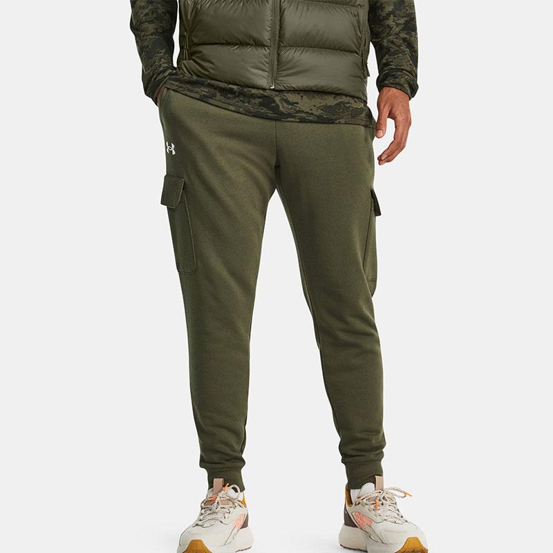 Under Armour Rival Fleece Cargo Joggers With Warm Fleece Lining And Elastic Cuffs Men Bottoms Green 1382134-390