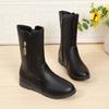 Footwear Half High Women's Boots Middle Heel Shoes for Woman Black Rhinestone Mid Calf 2024 New Designer Luxury Boot