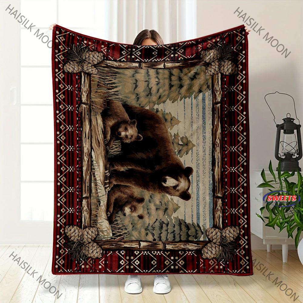 American Retro Style Print Blanket Sofa Bed All Seasons Soft Thin Blanket Gift for Parents,Grandparents,Birthday Christmas Gift