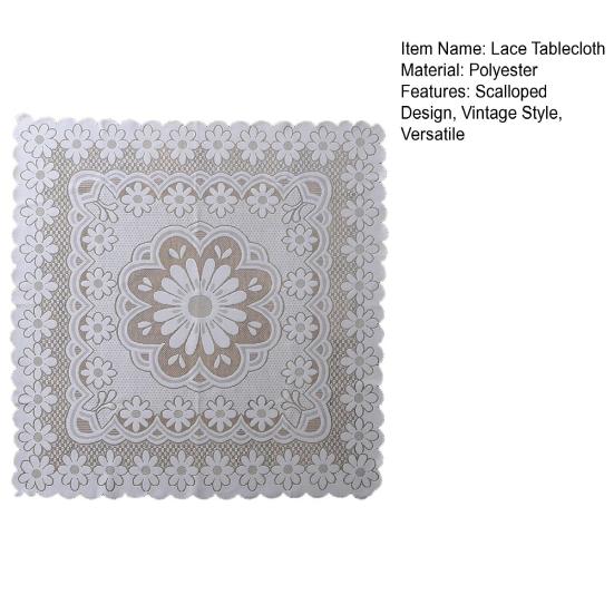 Quadratisches Blumen-Spitzen-Deckchen, Gefranste Weiße Spitzen-Tischdecke, Kleiner Tischbezug im Vintage-Stil für Couchtisch Beistelltisch Teeparty Heimdekoration