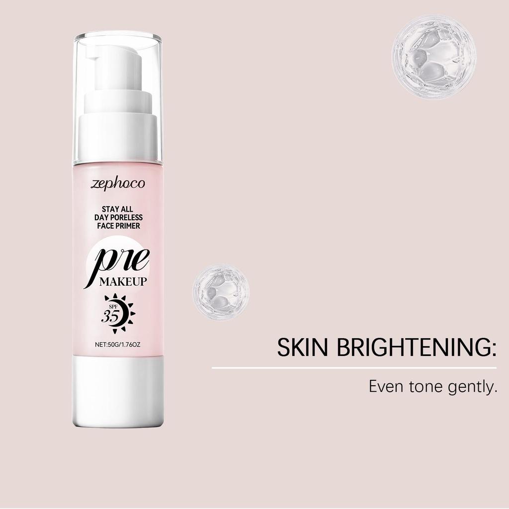 Zephoco Hydrating Makeup Primer: Protects, Moisturizes, and Improves Adherence for All Skin Types.