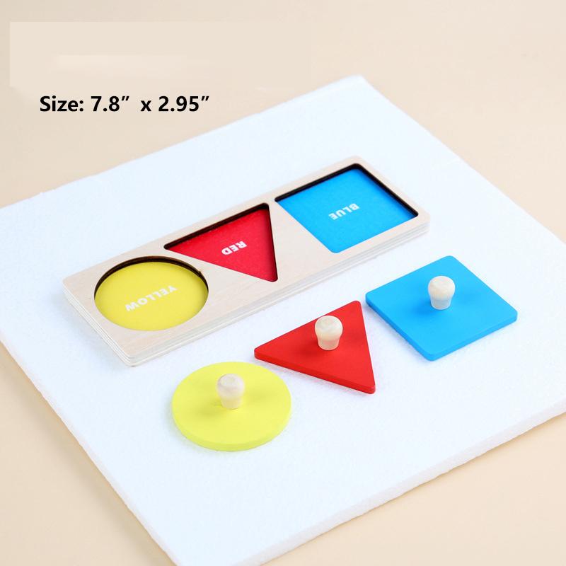 Dřevěná Montessori geometrická vkládačka s kolíčky, Senzorická hračka pro rané vzdělávání batolat, Hračky na třídění tvarů a barev pro miminka