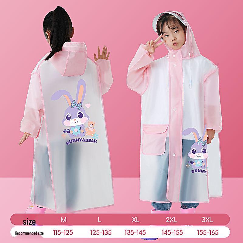 Children's Cartoon Raincoat with Backpack Slot - Large, Full-Body for Primary Students