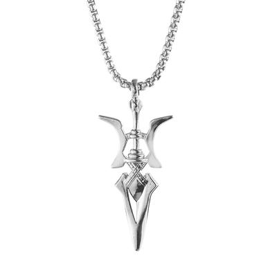 Cosplay Necklace Halberd Pendant Necklaces Halloween Cosplay Jewelry Gifts