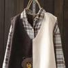 Frühling Herbst Strickweste Damen Locker Wild V-Ausschnitt Cartoon-Muster Strickpullover