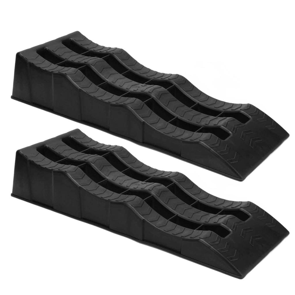 2PCS Automotive Leveling Ramp 7716LBS Capacity 3 Different Height Long Lasting Use for Travel Trailer RV Truck Black