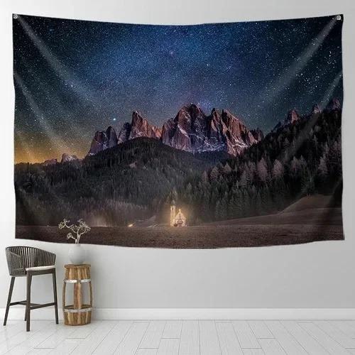 Starry Sky Snow Mountain Background Wall Decoration Tapestry Home Living Room Tapestry
