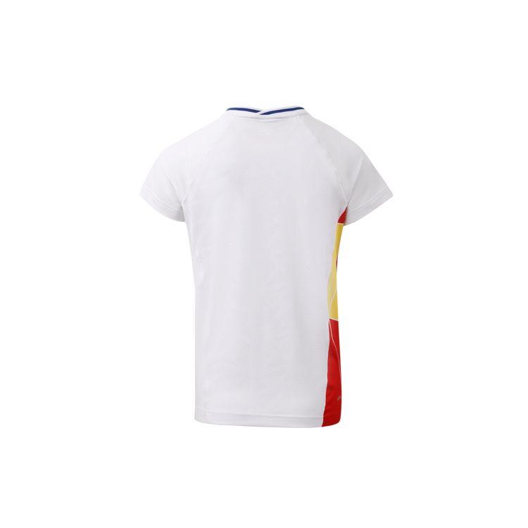 Li Ning Badminton Series Color Block Breathable Quick-Dry Competition Short Sleeve T-Shirt Women Tops Standard-White AAYR374-1