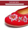 Old Beijing Women's Embroidered Cloth Shoes, Non-Slip Flat Hanfu Style with Beef Tendon Sole
