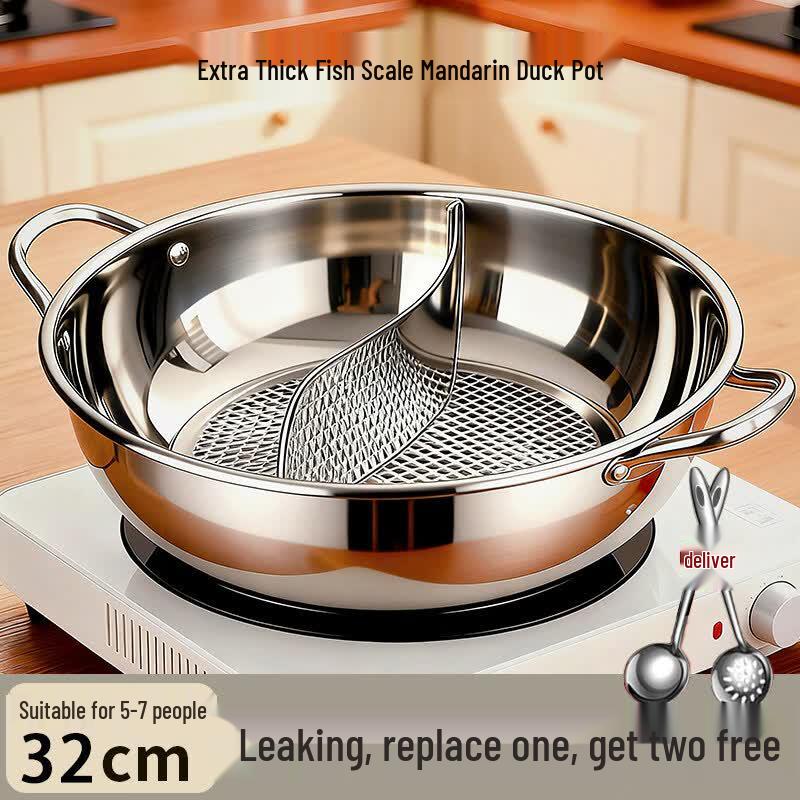304 Stainless Steel Induction Divided Hot Pot