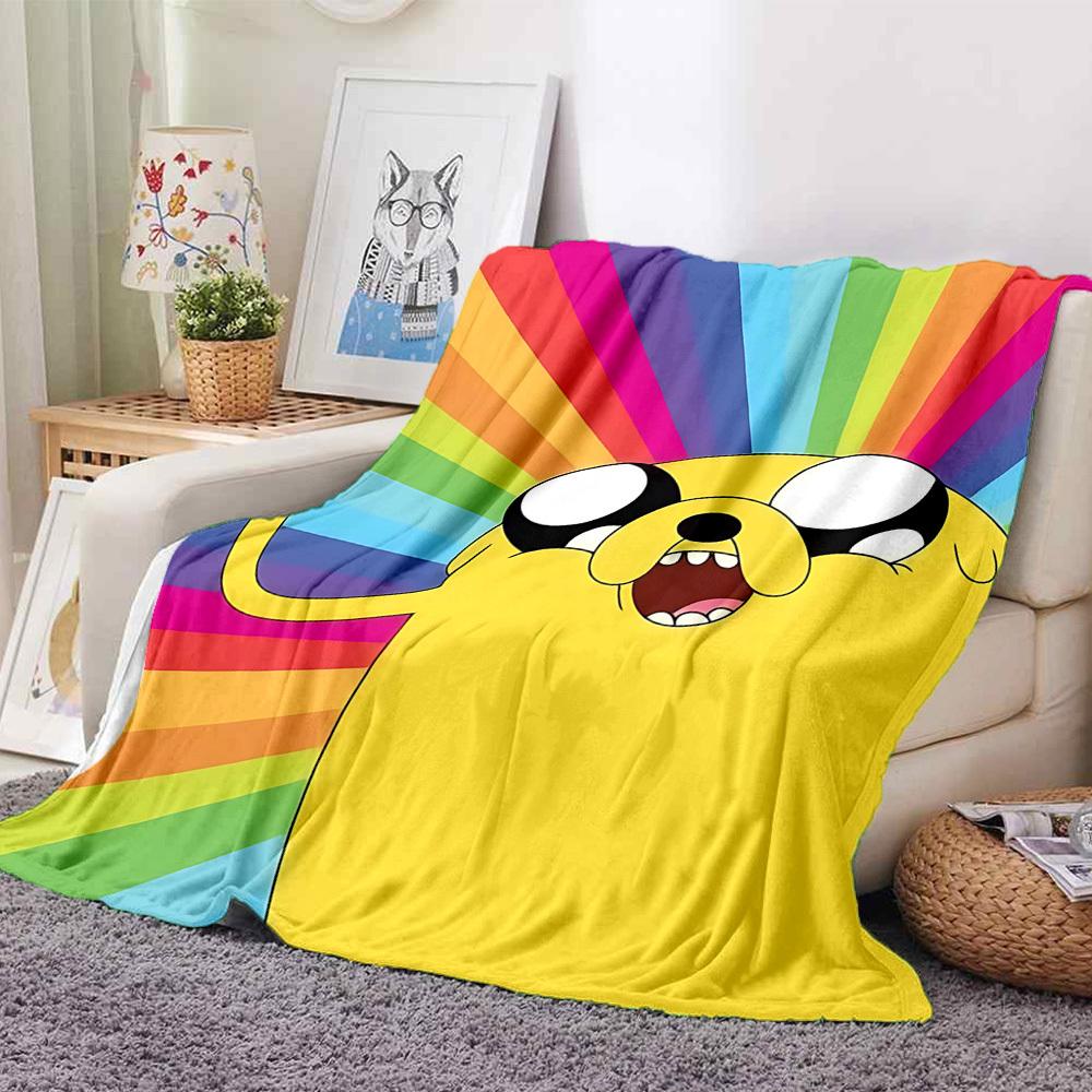 1pc Jake the Dog Flannel Blanket [Cozy Throw Blanket] For Sofa, Bed, Travel, Camping, Livingroom, Office, Couch, Chair, And Bed