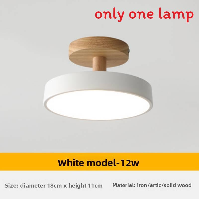 Minimalistische nordische LED-Deckenleuchte mit Holzkörper für die Beleuchtung von Hausfluren