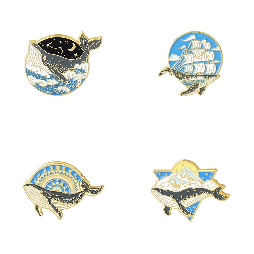Creative Whale Design Alloy Brooch With Stunning Wave And Starry Sky Features For All Occasions