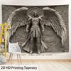2D Grey Archangel Statue Tapestry Aesthetic Room Background Decor