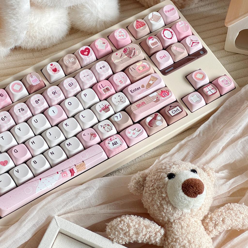 MAIMOOO Pink And Brown Keycaps Cute Cherry Soa Profile Pbt For Ajazz/Aula Custom Mechanical Keyboards Keycap