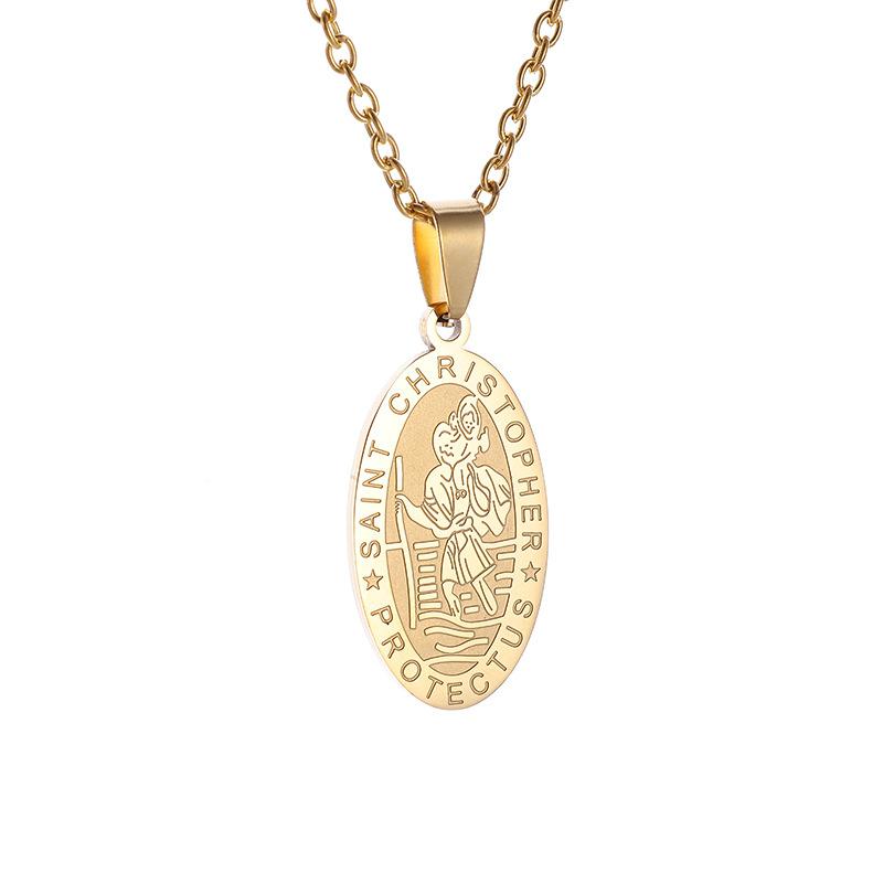 European and American Retro Portrait Cross Stainless Steel Necklace Titanium Steel Men and Women