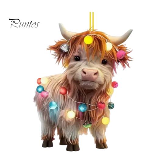 

Різдвяна корова Орнамент Різдвяна ялинка Мультфільм Хайленд Корова Висячі прикраси 2D плоский акриловий кулон для автомобіля Дзеркало заднього виду Дерево Декор O