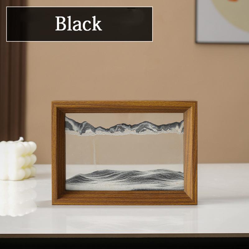 Wooden Frame Sandscape Moving Sand Art Picture Quicksand 3D Liquid Hourglass Craft Flowing Sand Painting Office Home Decor Gifts