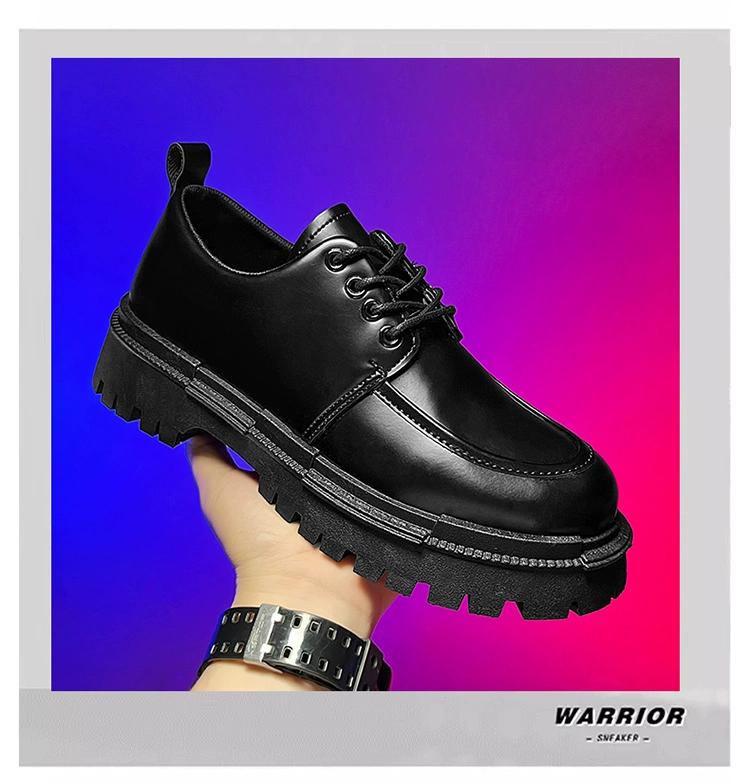 Autumn 2025 New Men's Shoes Winter British Business Sports Casual Pure Black Leather Shoes Work Trend Shoes