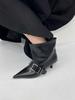 Internet-Berühmtheit Gürtelschnalle Schaftmode Stiefel Schaftweite Hohe Stiefel Spitze Stiefeletten Damen Herbst 2025 neu Spice Girls Stil