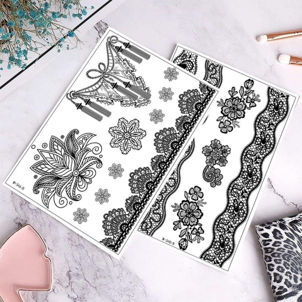 Lace Fake Tattoo Henna Tattoo Stickers Black Mehndi Stickers Body Art Sticker Finger Hand