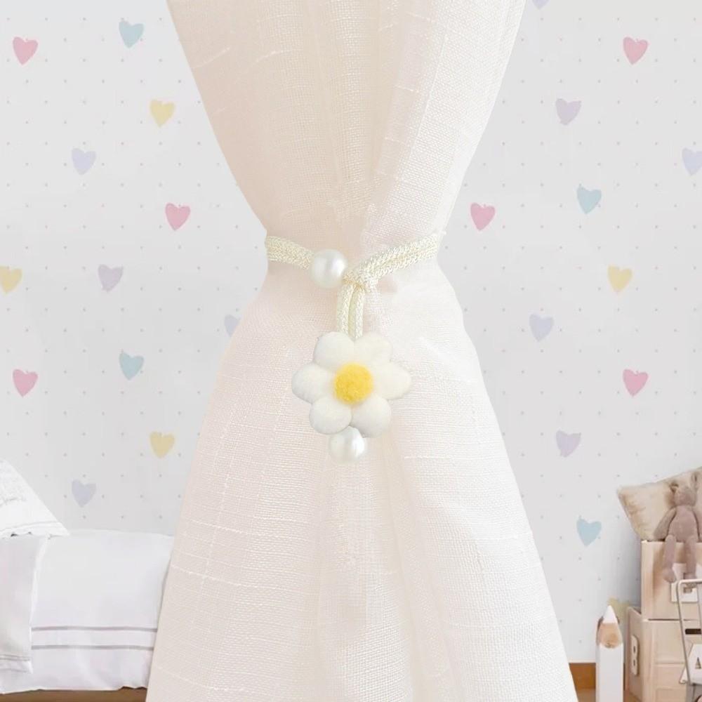 2PCS Drapery Cords Heart-shaped Curtain Tiebacks with Beads Curtain Tie Romantic Window Curtain Holders Mosquito Nets