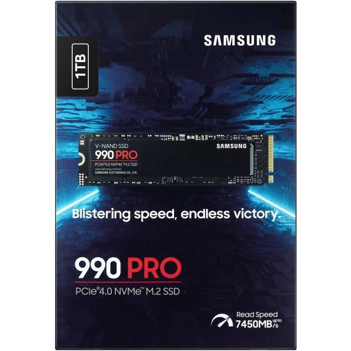Samsung 990 PRO - Interne SSD - 1 TB - NVMe M.2 PCIe 4.0x4 - Lesegeschwindigkeit bis zu 7.450 MB/s