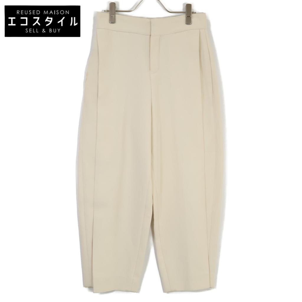 Chloe 14SPA21-14S132 Beige Acetate Light Crepe Pants Bottoms 34 beigeUsed