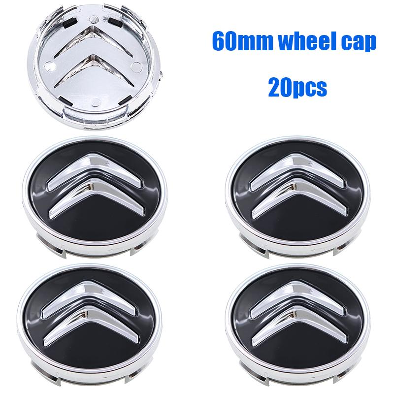 20pcs 60mm Citroen 3D Logo Car Emblem Wheel Center Hub Cap Auto Rim Refit Dust-proof Badge Covers Sticker Styling Accessories