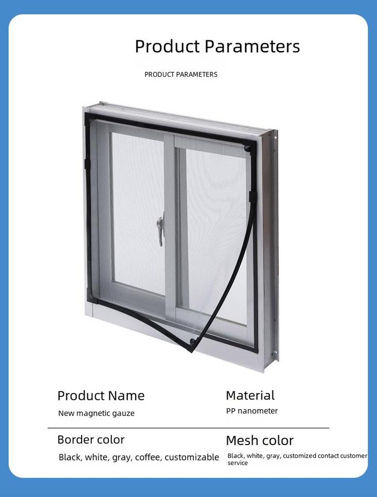 Removable Self-Adhesive Magnetic Mosquito-Proof Invisible Screen for Windows