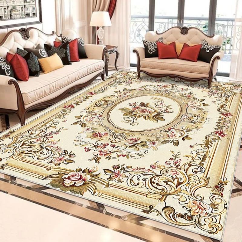 European Style Flower Carpets for Living Room Retro Decoration Home Carpet Hall Sofa Area Floor Mat Room Decor Large Rug