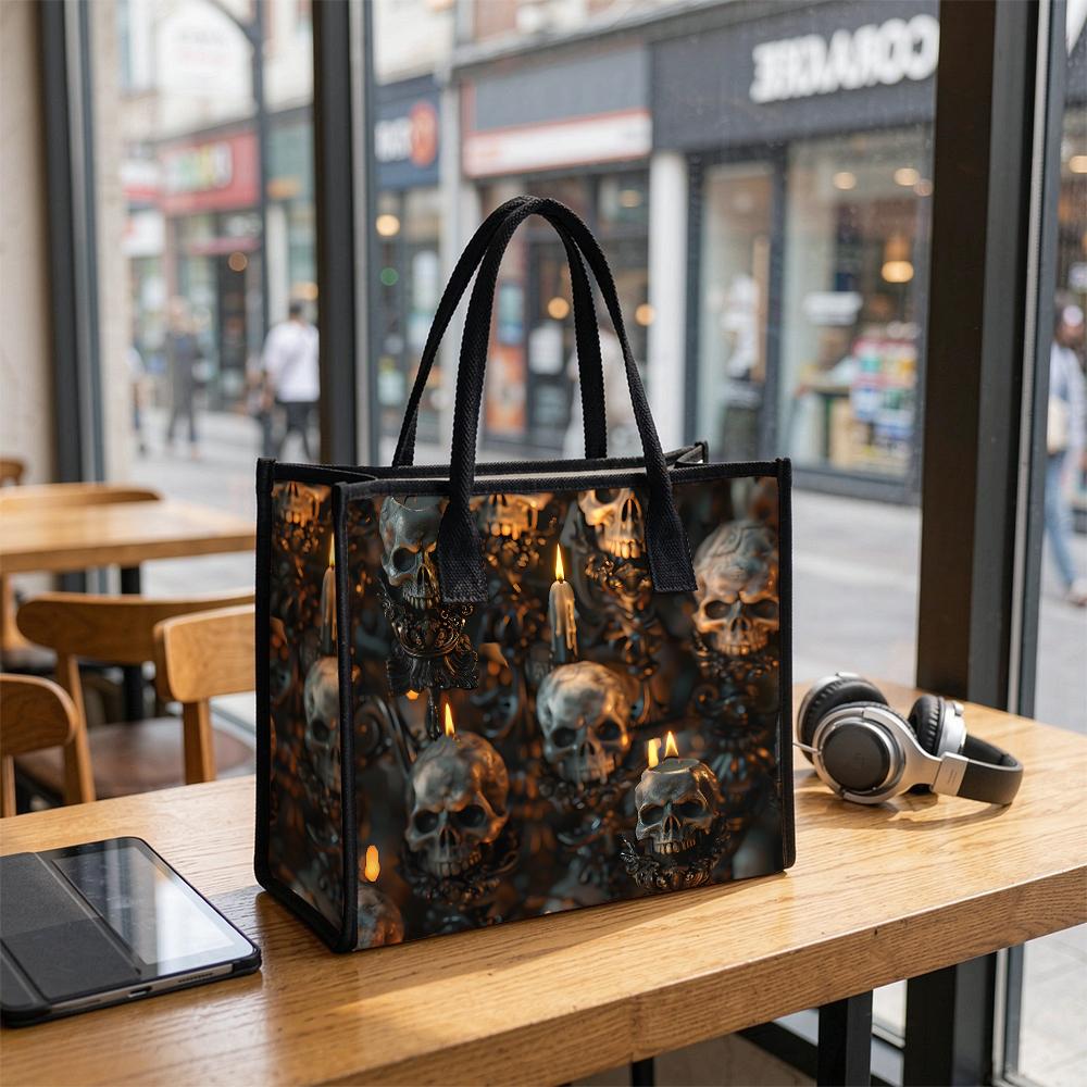 Gothic Skull Candle Pattern Tote Bag Casual Daily Outdoor Handbag Large Capacity All-match Handheld Bag