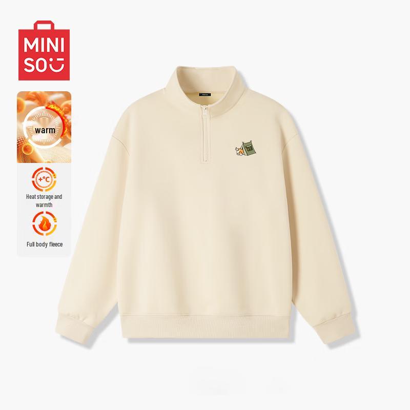 

MINISO Men s Fleece Lined Half-Zip Stand-Collar Sweatshirt 2XL