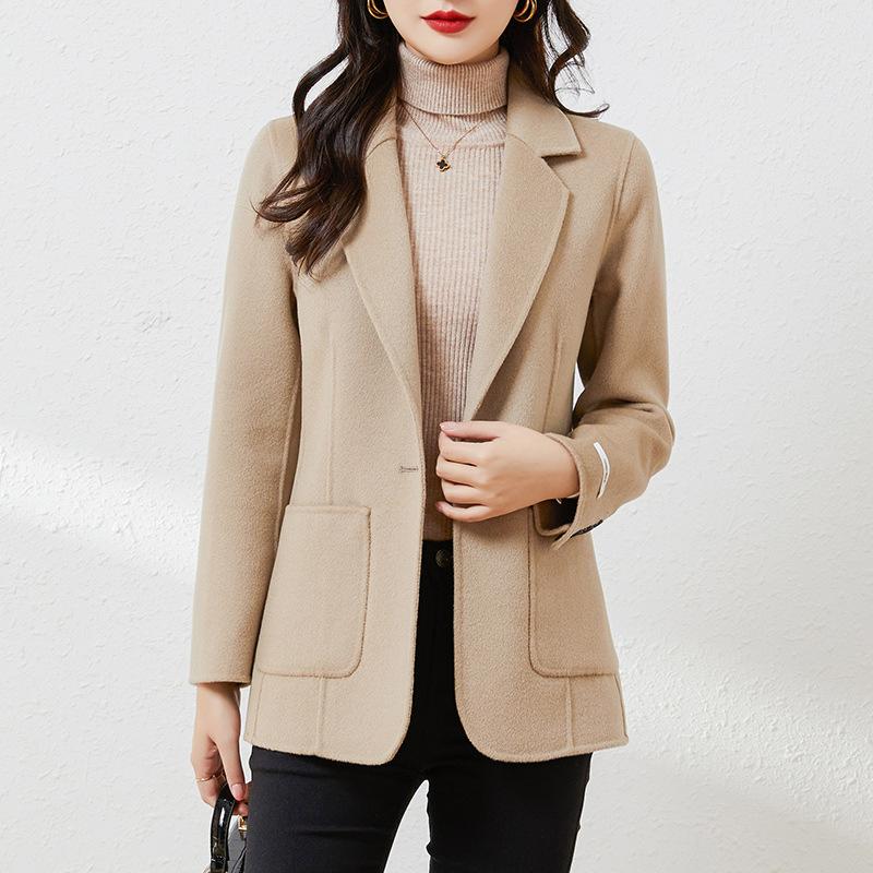 Autumn New Double-sided Wool Short Small Suit Coat Slim-fitting High-end Small Woolen Coat Women