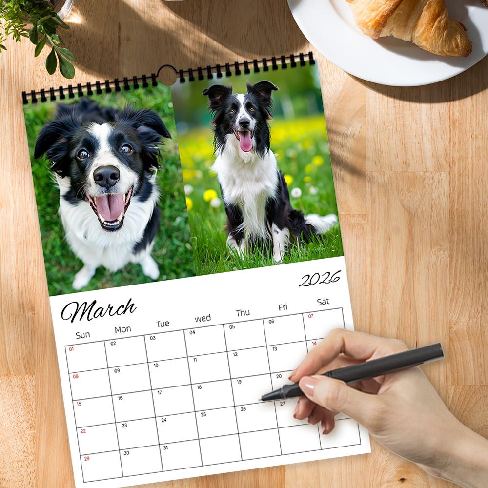 1pc Cute Puppy Wall Calendar - Pet Dog Theme, 12 Different Designs, Suitable for Dog Lovers, Christmas and New Year Gifting