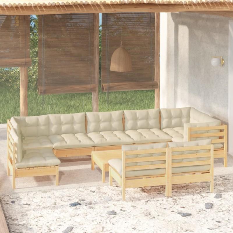 Day and Night - Day and Night Garden Furniture 10 Pieces and Cushions Solid Cream Pine Wood
