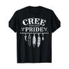 Men's Cree Pride Graphic T-shirt - with White Feathers and Dream Catcher Design, Firm _CREEE PRIDE_ Text Casual T-shirt