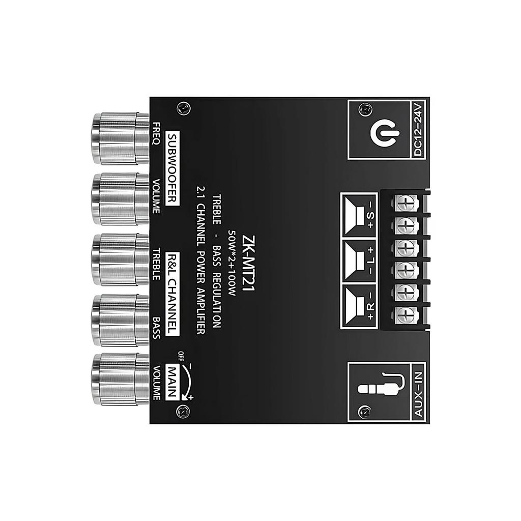 Bluetooth 2.1 Channel Power Amplifier 50W x2 100W Subwoofer 12V 24V Audio Module Bass Treble Control DIY Home Theater