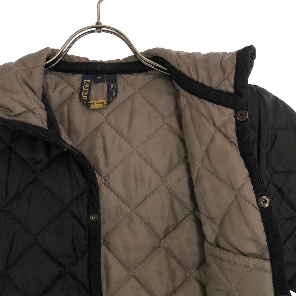 LAVENHAM Made In England Quilted Jacket 38 Black Cotton Filling Women Used