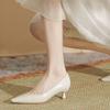 H685-1 sheepskin inner pad low heel pointed single shoes women's oilskin pattern solid color soft leather fashion women's shoes spring and summer hig