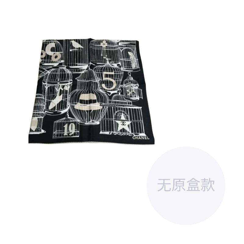

CHANEL birdcage pattern twill silk scarf women s multi-color чорний