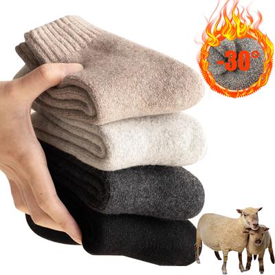 New Winter Warm Women Socks Wool Male Men Socks Super Thicker Solid Socks Merino Wool Socks Against Cold Snow Terry Socks